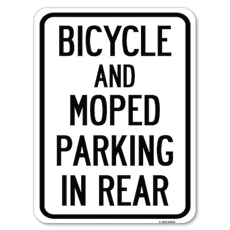 Signmission Bicycle & Moped Parking in Rear Heavy-Gauge Alum Rust Proof Parking Sign, 18" x 24", A-1824-24326 A-1824-24326